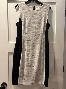 Calvin Klein Black and Cream Sleeveless Sheath Dress